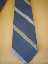 Vintage 50s 60s Mr. John 100% Silk Pattern Striped Skinny Neck Dress Tie 2.5&quot; - £15.56 GBP