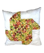 Floral Patchwork Pinkwheel Yellow Pink Throw Pillow 13”  Flowers Boho Co... - $28.04