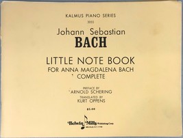 Kalmus Piano Series BACH Little Note Book for Anna Magdalena Bach Belwin... - £23.94 GBP