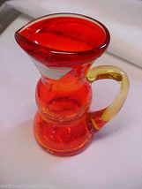 Hand Made in USA Crackle Glass Amberina Pitcher - £23.15 GBP