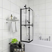vidaXL Folding Shower Enclosure ESG Glass 47x55 Black Frameless Design - $406.75 CAD