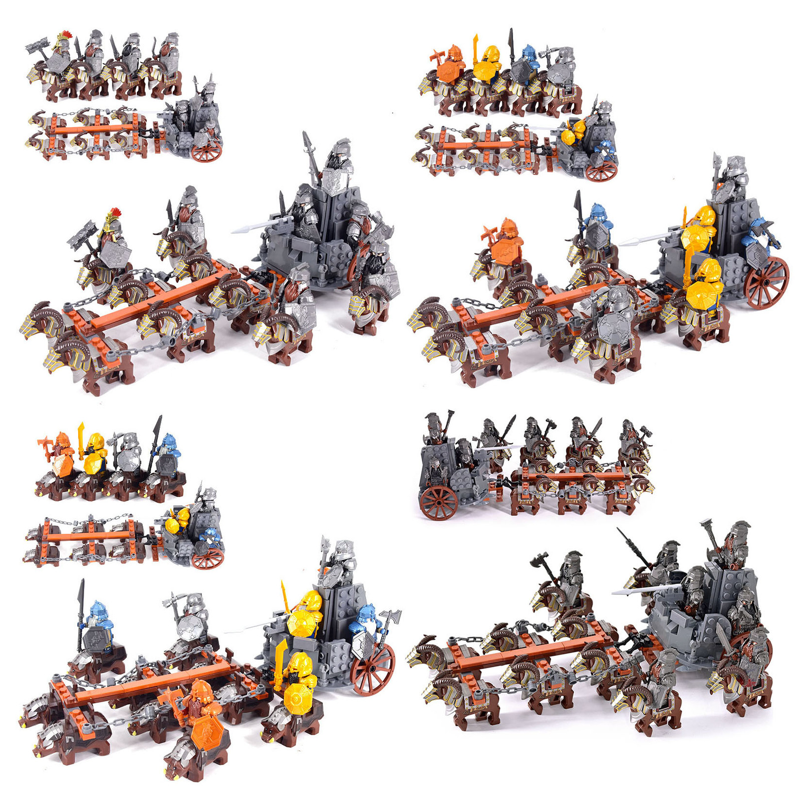 MOC Lord of The Rings Dwarf Goat Mount Chariot Army Minifigure Toys - $65.69