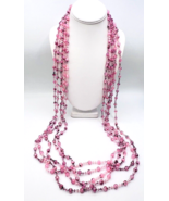 Set Of Five Vintage Pink Splatter Bead Necklaces 45 in - $38.03 CAD