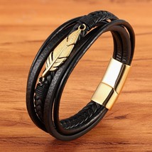 Multi-layer Leather Combination Small Accessories Simple Style Men&#39;s Stainless S - £10.91 GBP