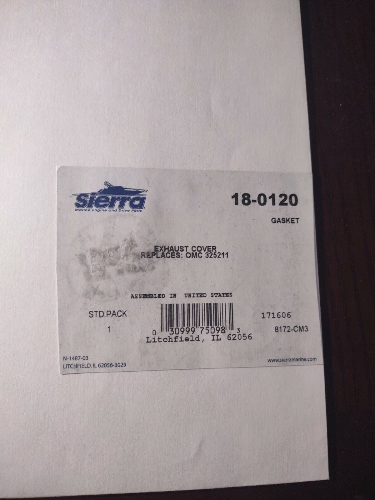 SIERRA 18-0120 Gasket - (Replaces OMC 325211) - $15.72