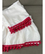 Vintage 60s Café Curtain Set White W Red Pom Pom 4 Panels Retro 1 - $64.93 CAD