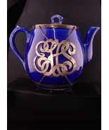 Antique Personalized silver overlay Victorian teapot - ELCS initial silv... - £115.90 GBP