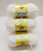 Lion Brand Yarn Fun White 1.75 Oz Color 100 Lot of 6 - £15.73 GBP