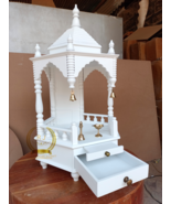 wooden temple white Marbal look Mandir Pooja Ghar Mandap For Worship home Temple - $850.30