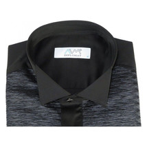 Mens CEREMONIA Tuxedo shiny Shirt 100% Cotton Turkey Slim Fit #stn 15 pla black image 2