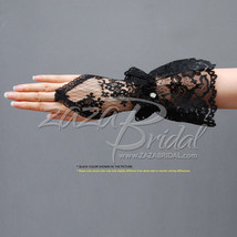 Flower pattern Fingerless Lace Gloves with Flares out Ruffle Cuff - £12.81 GBP