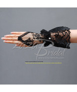 Flower pattern Fingerless Lace Gloves with Flares out Ruffle Cuff - $21.68 CAD