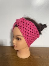 Hot Pink Headband Crochet Granny Pattern Ear Warmer Bandeau Hair Band Handmade - £12.83 GBP