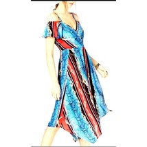 INC Dress Chain Snake Print Cold Shoulder Handkerchief V-neck Colorful S... - $60.78
