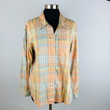 Liz Claiborne Multicolor Plaid Shirt Top Pocket Long Sleeve Womens Large L * - £12.91 GBP