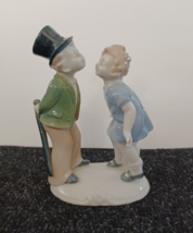 Vintage Kissing Boy &amp; Girl Figurine Japan Top Hat Cane Glazed Fine Porcelainware - £11.73 GBP
