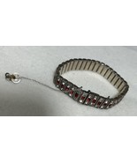 Art Deco Leach Miller L&amp;M Sterling Silver Rhinestone Tennis Bracelet N-S... - $64.35