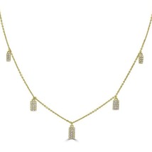 0.15CT Real Diamond Cluster 5-Station Necklace 14K Yellow Gold Plated Silver - £105.63 GBP