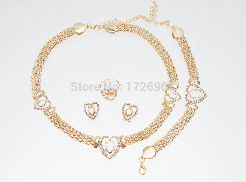 Free Shipping Dubai  GolHeart Shape Necklace Set Fashion Crystal Wedding Bridal  - £17.87 GBP