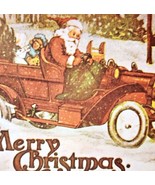 Santa A Merry Christmas Antique Sleigh Car Postcard Hong Kong Print PCBG6B - $27.57 CAD