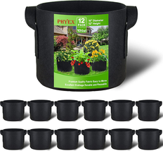 12-Pack 10 Gallon Nonwoven Grow Bags Aeration Fabric Pots with Handles Black - £31.16 GBP