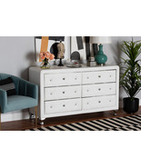 Naylor White Faux Leather Upholstered Dresser, 6-Drawers - $14,087.95 MXN