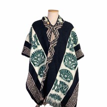 Aztec Tribal Wool Acrylic Shawl Trendy Poncho Ethnic Boho Fashion Winter - £54.03 GBP