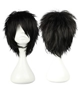 Short Black Cosplay Wig Spiky Fluffy Heat Resistant Synthetic Hair Emo Wig - £29.60 GBP