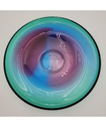 Rare Vintage Nicolas Morin Hand Blown Colorful Green Blue Glass Dish Bow... - $338.49 CAD