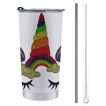 Mondxflaur Unicorn Steel Thermal Mug Thermos with Straw for Coffee - £16.82 GBP