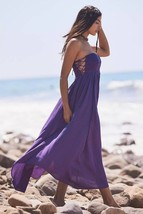 New Free People Turning Up The Temperature Maxi $118 SMALL Purple LACE-UP Sides - £63.30 GBP