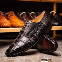 Marco Di Milano Genuine Caiman Lizard Patchwork Derby Shoes Pissa Brown image 2