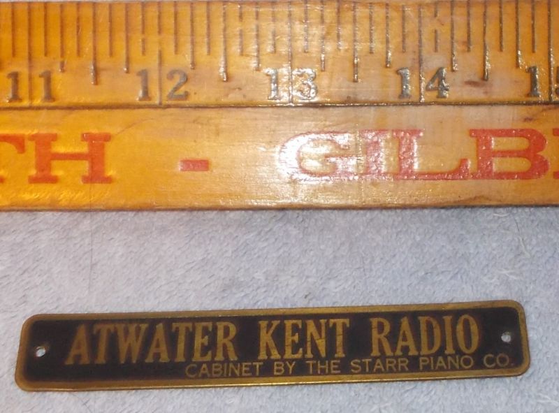Antique Atwater Kent Radio Brass Name Plate - $7.95