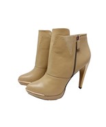 HERVE LEGER 9M Mercer Leather Ankle Booties Beige Nude Women Platform Zip - $1,813.65 MXN