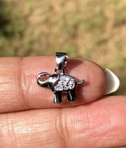 925 Sterling Silver ELEPHANT Charm Pendant  Cz Small Minimal Jewelry - $12.85
