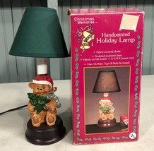 Hand Painted Christmas Holiday Table Lamp 10&quot; Santa Teddy Bear Decor Wit... - £11.43 GBP