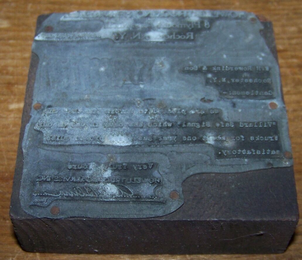 Primary image for VINTAGE HOWELL TRUCKING CO PRINTERS TYPE BLOCK ROCHESTER NY BILL LETTER HEAD
