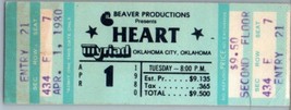 Heart Untorn Concert Ticket Stub April 1 1980 Oklahoma City - £35.03 GBP