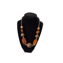 Vintage Beaded Necklace Brown and Bronze 16 inch choker - £7.56 GBP