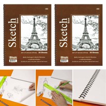 2 Sketch Pad Side Bound Spiral 8.5&quot; X 11&quot; 30 Sheet Each Drawing Paper Sk... - £22.74 GBP
