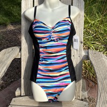 Christina Blue Swimsuit Womens 12 Striped One Piece Slimming Push Up Tru... - $697.88 MXN