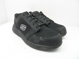 SKECHERS WORK Men&#39;s Aluminum Toe Steel Plate Athletic Safety Shoe Black Size 11M - £34.37 GBP
