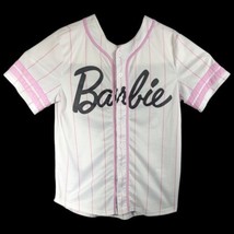 Barbie White Softball Jersey Womens Small With Pink Stripes Baseball Shi... - $44.00