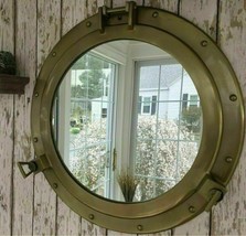 Nautical Brass Finish ~ 20&quot; Porthole Mirror ~ Large Nautical Cabin Wall Décor - £104.60 GBP