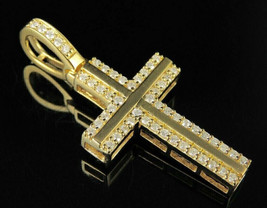 1.50Ct Round Cut CZ Cross Charm Pendant 14K Yellow Gold Plated_Silver Free Chain - £125.89 GBP