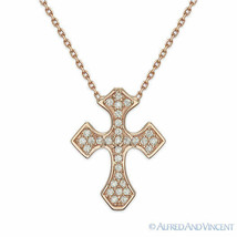 Cross Crucifix Cubic Zirconia CZ Crystal Necklace Sterling Silver 18k Rose Gold - £25.89 GBP