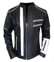 Men&#39;s Leather Jacket Faux Handmade Dusk Model - $299.00