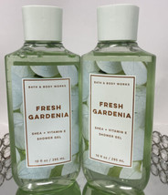 Set of 2 Bath &amp; Body Works Fresh Gardenia Shower Gel Honeysuckle Aloe Shea 10 oz - £19.22 GBP