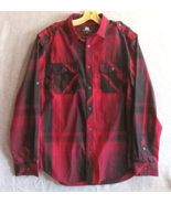 Rock &amp; Republic Men&#39;s Shirts Red Black size Large Long Sleeve Button front - £9.60 GBP
