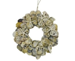 Handcrafted 11&quot; Oyster Shell w/STARFISH Wreath Coastal Nautical Home Decor - £23.08 GBP